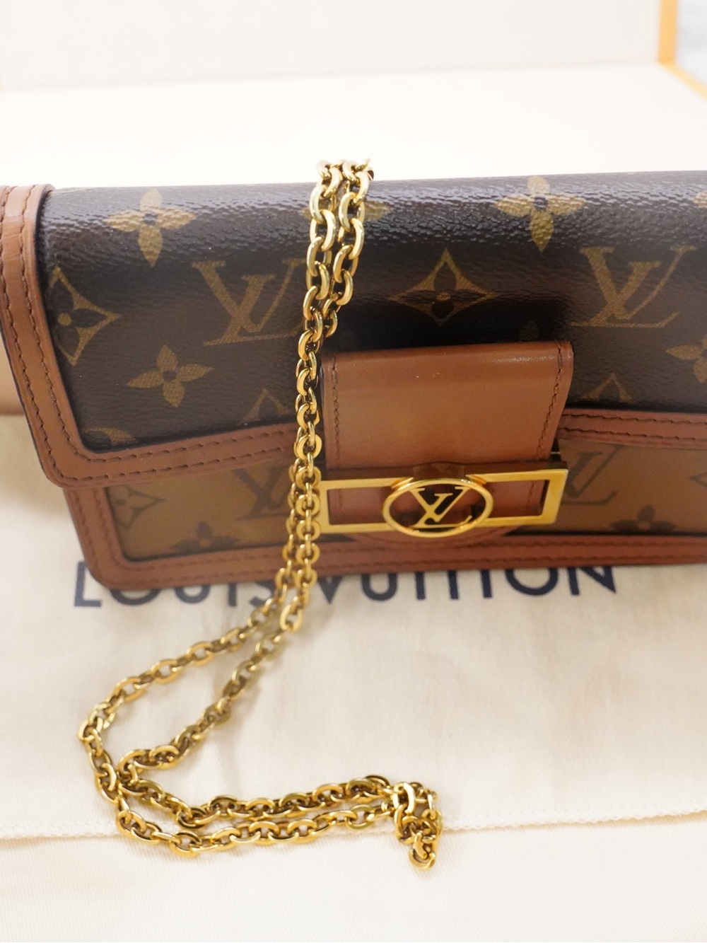 Louis Vuitton Dauphine Reverse Monogram with Gold Hardware/Chain - Picture 15 of 16